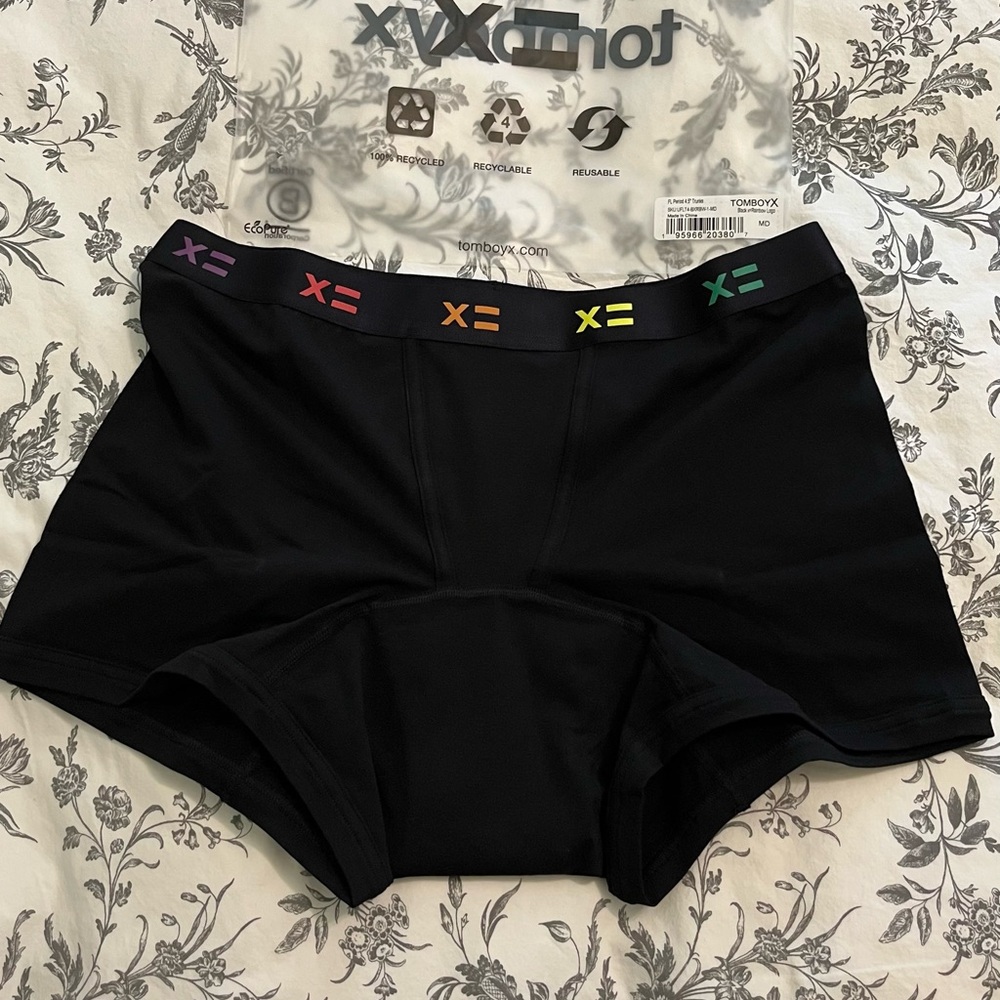 tomboyx First Line Period 4.5” Trunks Black X Rainbow